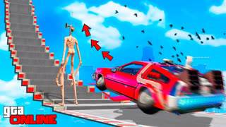 GTA 5 - КАК ДАЛЕКО СИРЕНОГОЛОВЫЙ SCP И ДЕЛОРИАН СМОЖЕТ ЗАБРАТЬСЯ ПО СТУПЕНЬКАМ!   ЭКСПЕРИМЕНТ ГТА 5 ОНЛАЙН