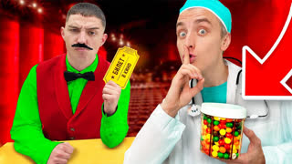 СПОСОБЫ ПРОНЕСТИ - 15 Способов Пронести СЛАДОСТИ в КИНОТЕАТР ! **2 Часть**